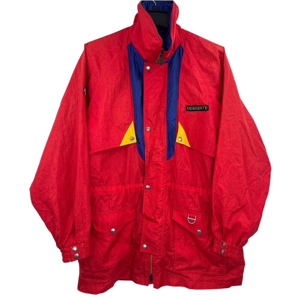 Vintage DESCENTE Spain Ski Team Ski Jacket Red Hooded full Zip size XL